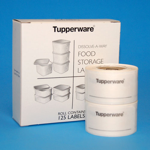 Dissolve-A-Way™ food storage labels produced for Tupperware using SmartSolve label stock.