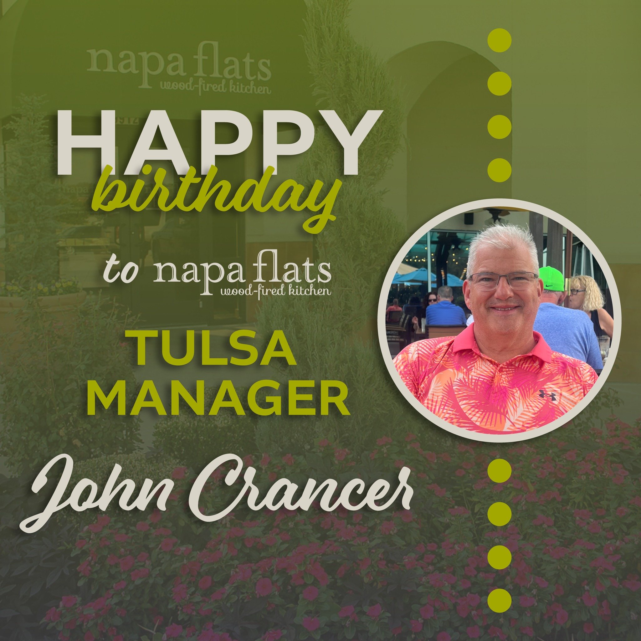 🎂🎉 On Cinco de Mayo, we have not one, but two reasons to celebrate! Happy Birthday to the remarkable manager of our Tulsa location, John Crancer, and a festive Cinco de Mayo to everyone! Swing by Napa Flats College Station for a day of fabulous foo