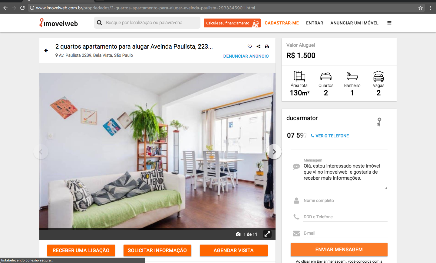 (Anúncio em site conhecido e renomado. O anúncio está finalizado pois o print foi tirado após o atacante desaparecer)