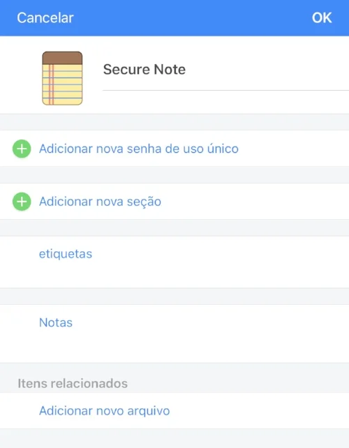 No cofre você também consegue salvar notas com informações sensíveis, como a senha do wifi da sua casa, receitas médicas e número de documentos pessoais.