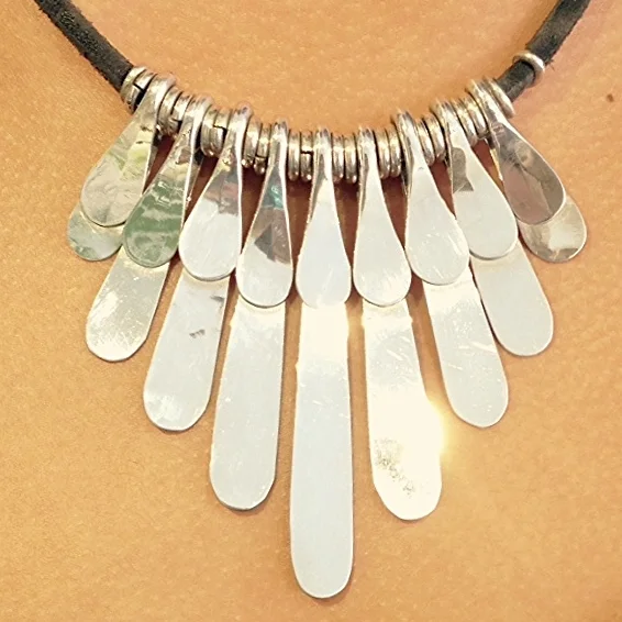 Stunning sterling silver and leather choker