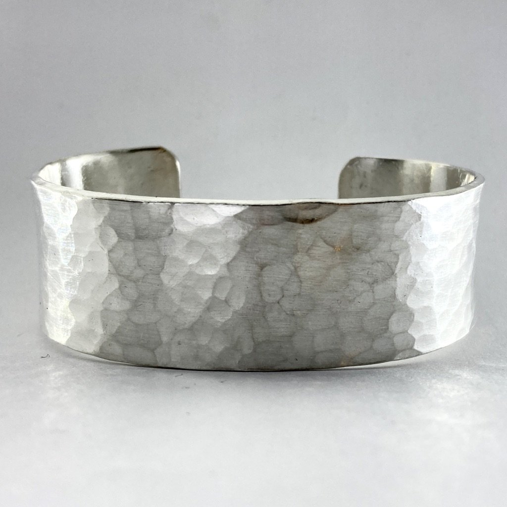 Signature Sterling Silver Flat Wrapped Hammered Cuff Bangle - Bloom Jewelry