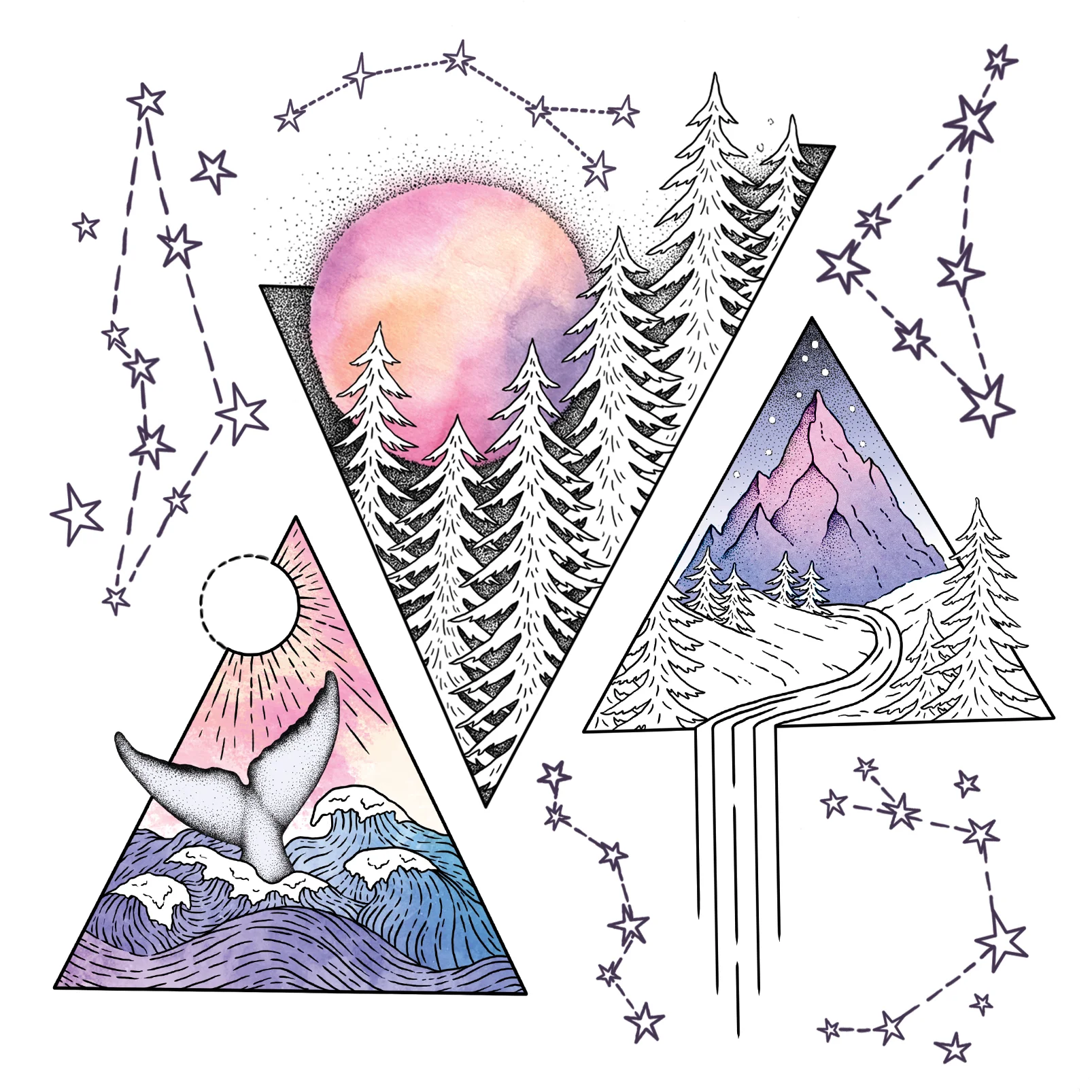 Illustrations created for tattoo designs while I was an in house designer at Paperself Watercolour and Ink 2018