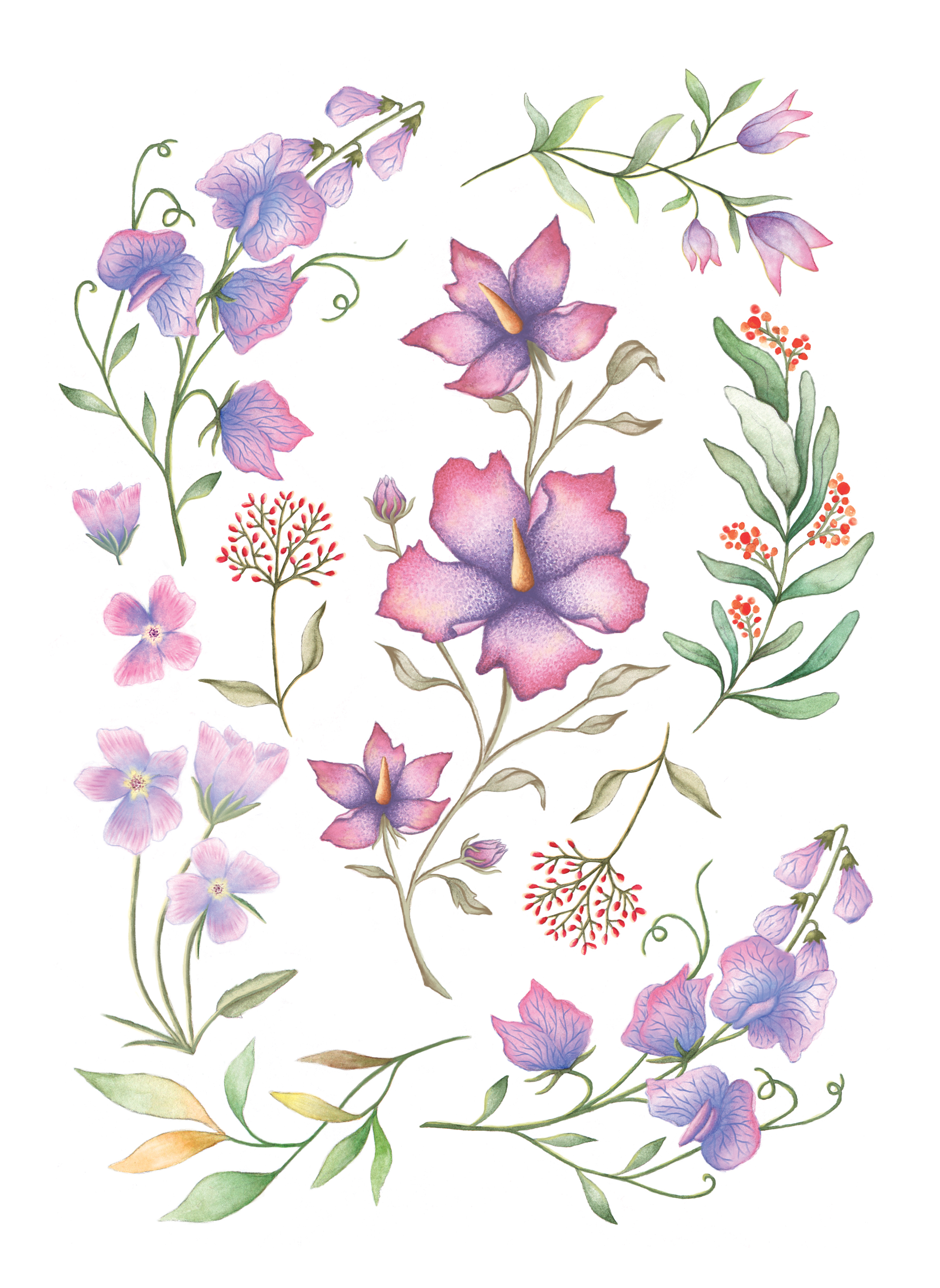 Illustrations for tattoo designs created while I was an in house designer at Paperself Watercolour 2019