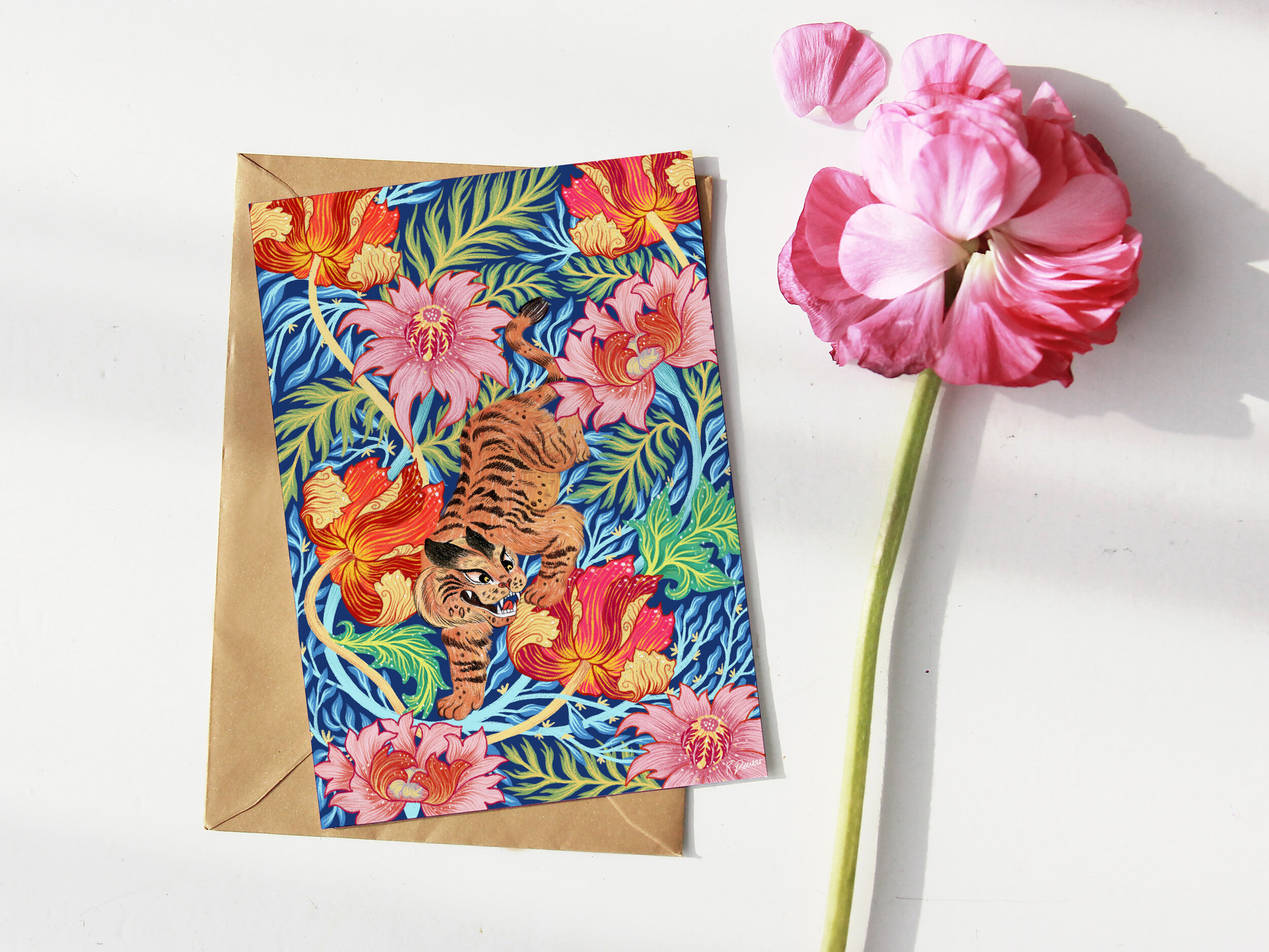 'Tiger blossom' Greeting card