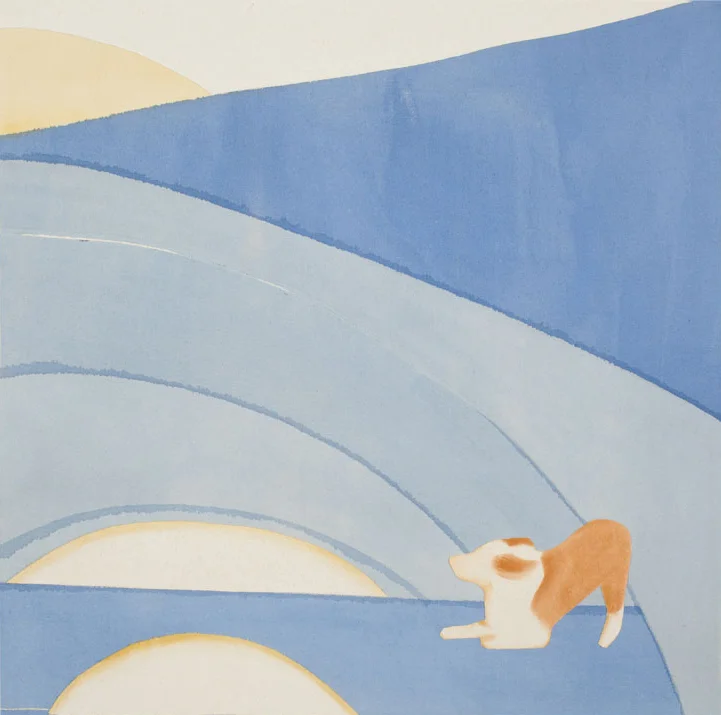 Blue dog , acrylic and pastel on canvas, 2015, 26" x 26"