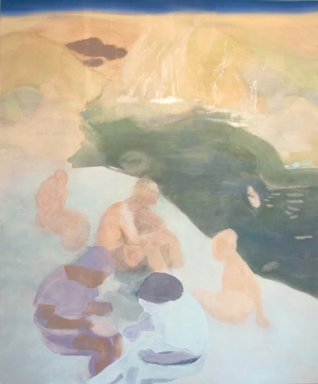 near where the two rivers meet , 2009, pastel and acrylic on canvas, 5' x 6'