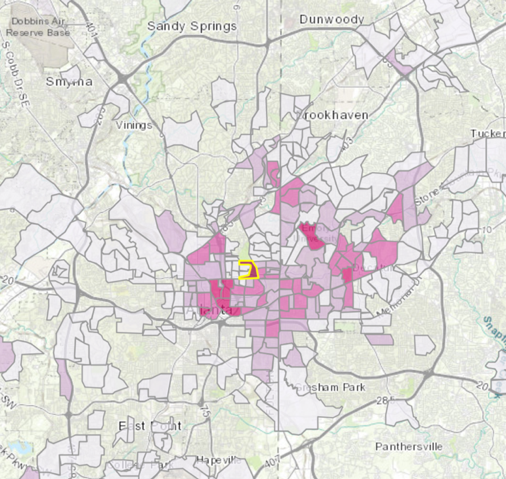 Neighborhoods whose total daily distance averages under 15 miles/day
