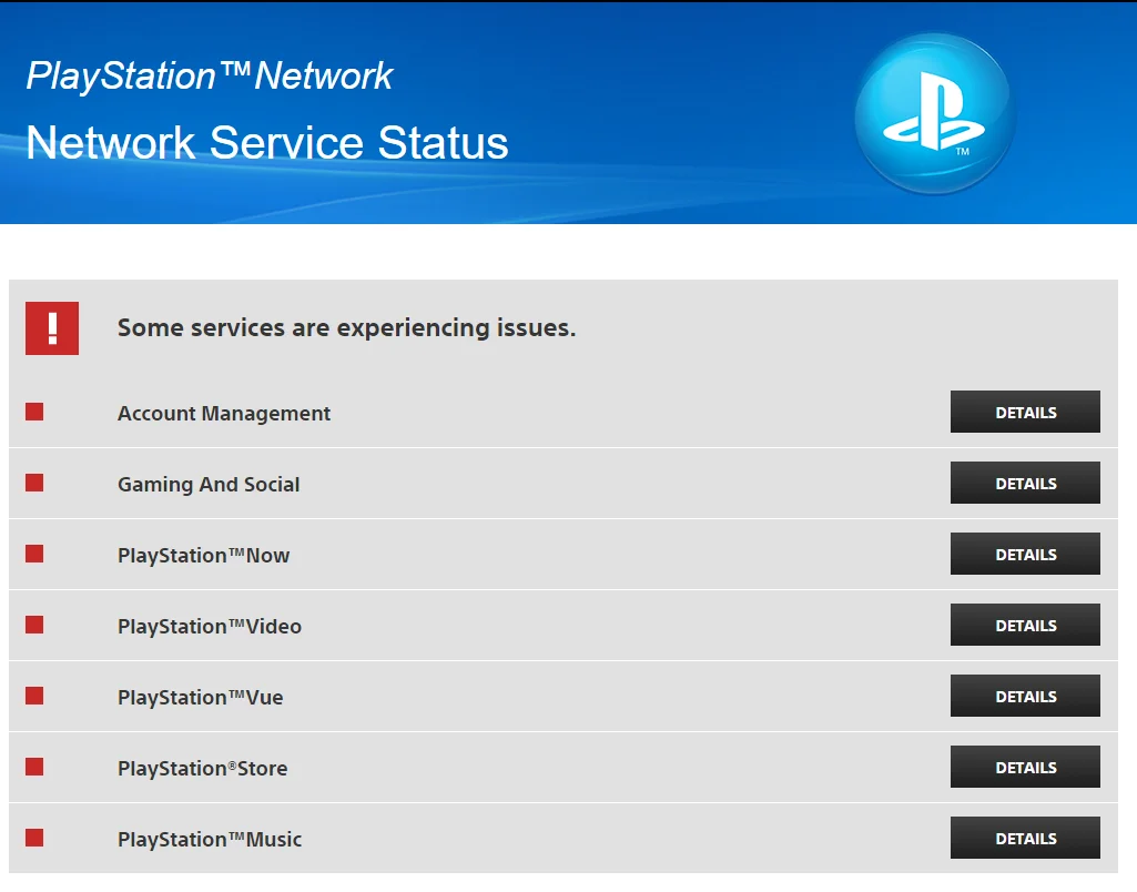 Al parecer hay problemas con todos los servicios.