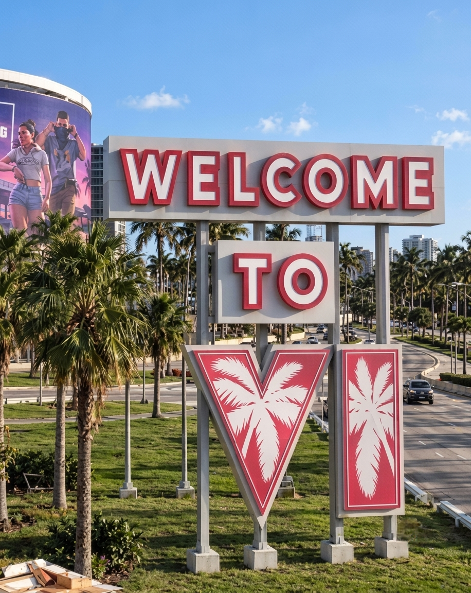 ROCKSTAR GAMES prepara un despliegue publicitario en la Miami real de GTA6 y se filtra el primer gran cartel de de Vice City 