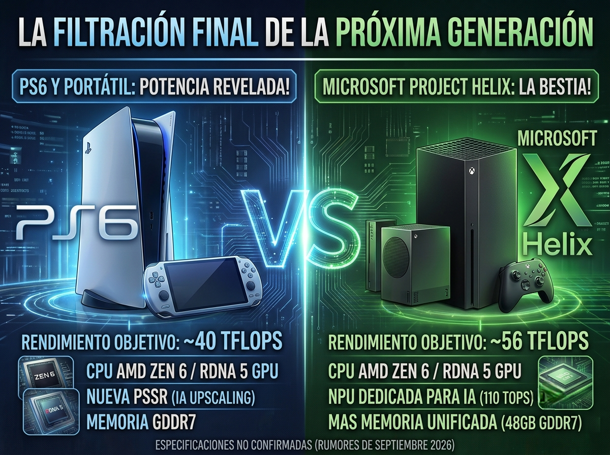 PS6 y Project Helix ya tendrían chip y potencia definidos: 40 TFLOPS para Sony y 56 TFLOPS para Microsoft