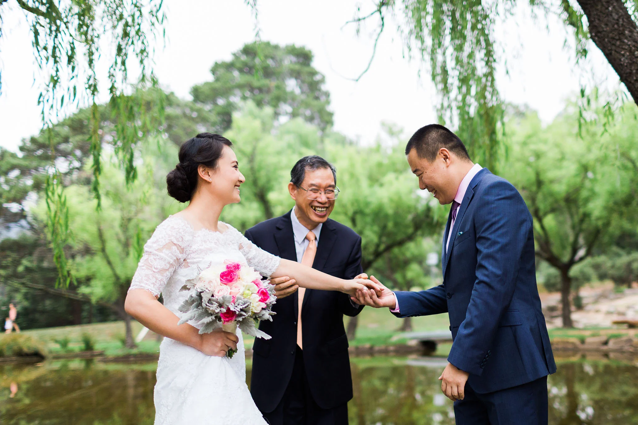 Father giving away his daughter at a wedding in Canberra