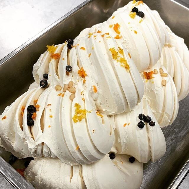 Pineta - a creamy gelato of pinenuts, citrus zest and a hint of juniper. Great on its own but specially made to pair with @laurettajeans Apple Walnut pie, available as an a la mode combo at Pinolo over the next two weekends. #pinologelato