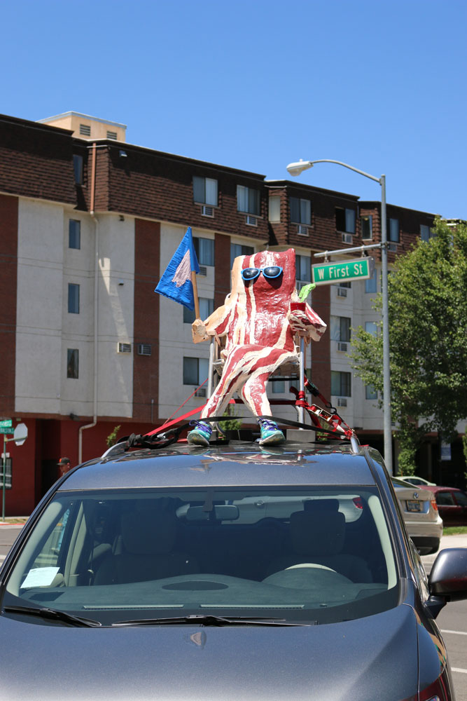 The Bacon-man made many people's days brighter. In addition to winning the RTO van decorating contest, this guy made runners, drunks, and random people smile for approximately 22 hours.