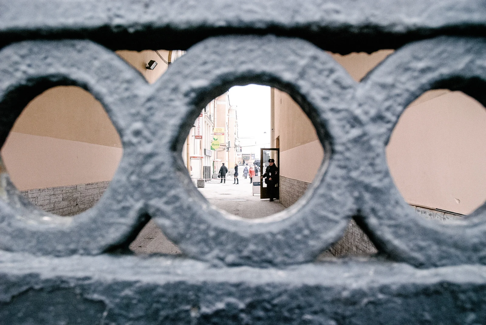 Policeman through the gate