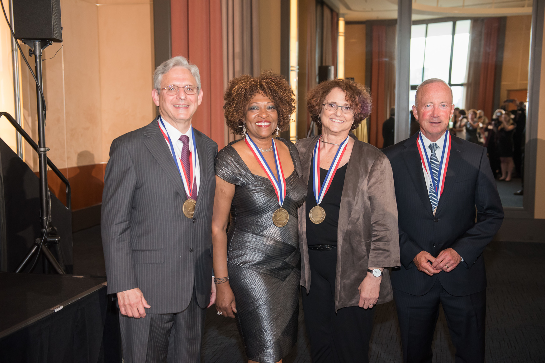 Chief Judge Merrick Garland, Rita Dove, Dr. Felice Kaufmann and Mitchell E. Daniels, Jr. 