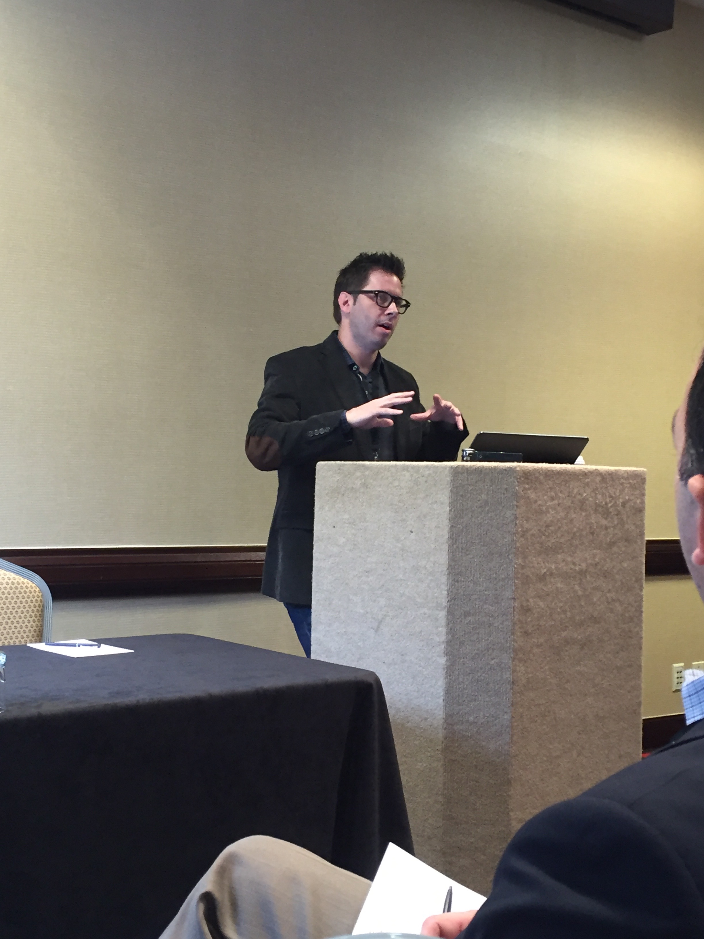 Travis Dickinson (SWBTS) giving his paper on " The Epistemology of Defeat and Doubt."