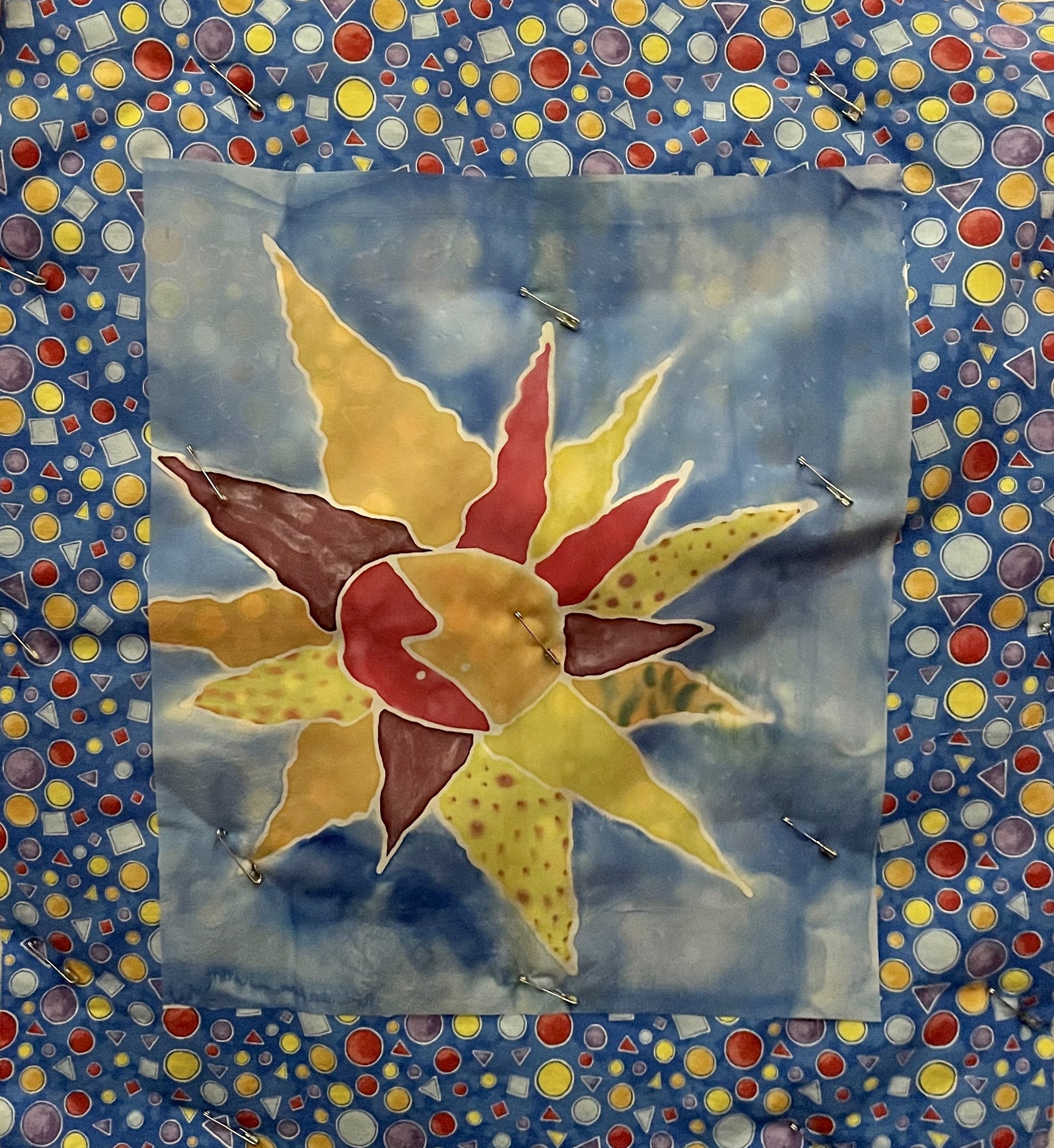 Sun, silk painting