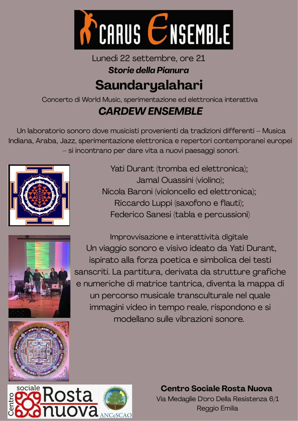 Saundaryalhari performance with Cardew Ensemble in Regio Emilia, Italy 22nd September 2025
