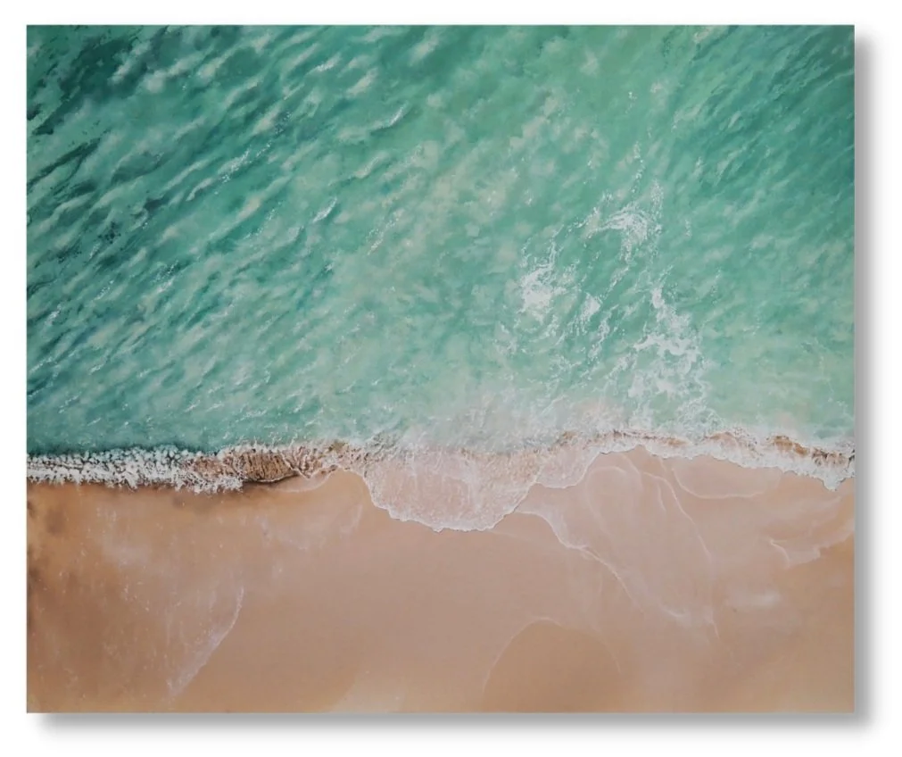 Ocean painting inspired by the calming and expansive energy of water  Contemporary ocean art evoking stillness, flow, and depth