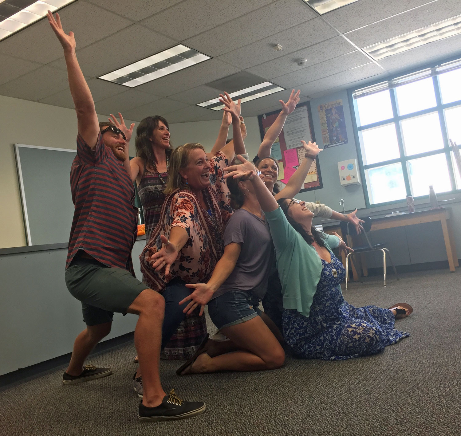 Middle school educators personify an emotion using the arts-based skill & strategy of tableau.