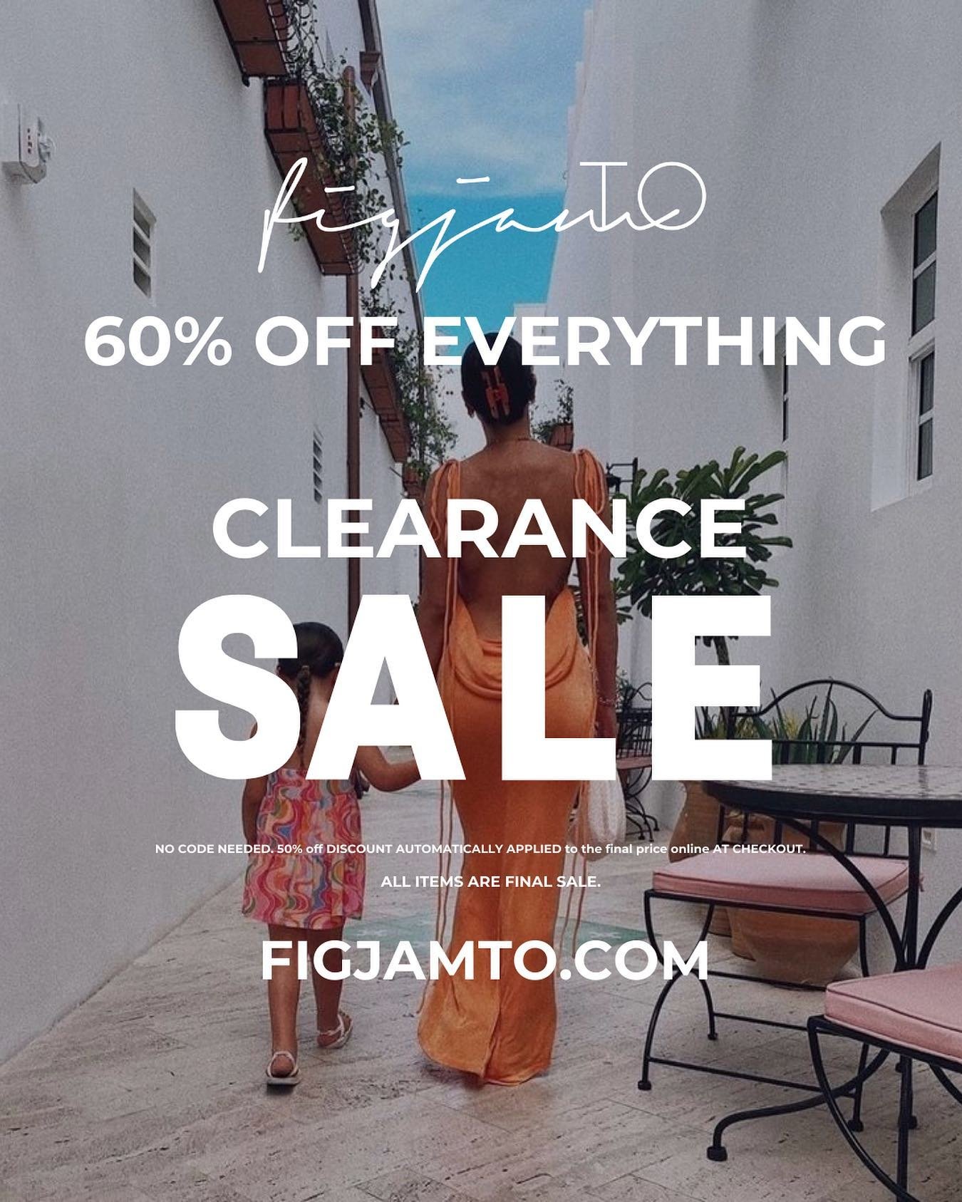 Now 60% OFF EVERYTHING- CLOSING SALE ⚡️Enjoy 60% off all regular priced items &amp; an extra 60% off all our sale items.

No code needed. Discount automatically applied at checkout . All items are final sale. Cannot be combined with any other promos.