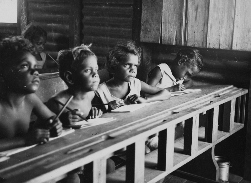 Photograph: School, Mornington Island , 1950 . Courtesy of the State Library of Queensland and the community of Mornington Island.