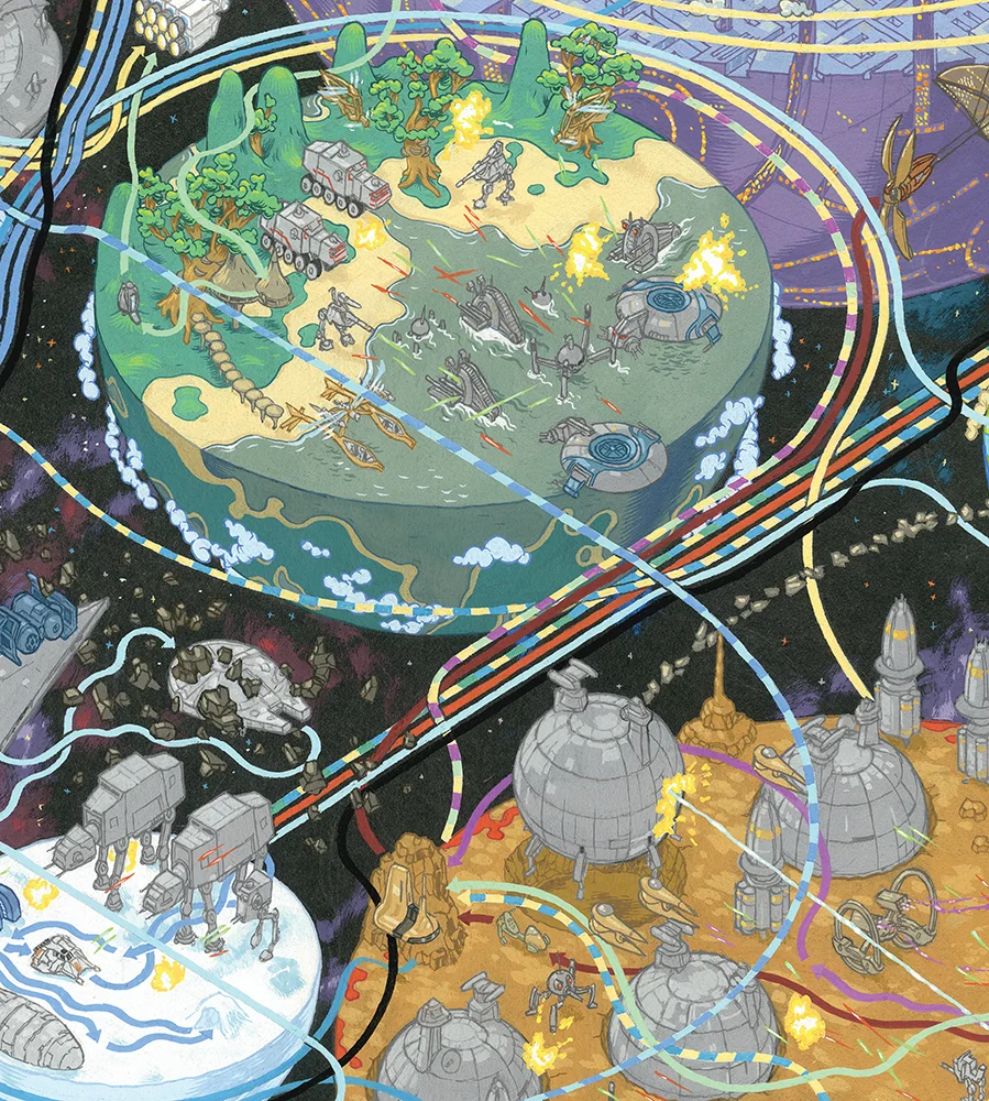 Detail of Kashyyyk, Geonosis, and Hoth.