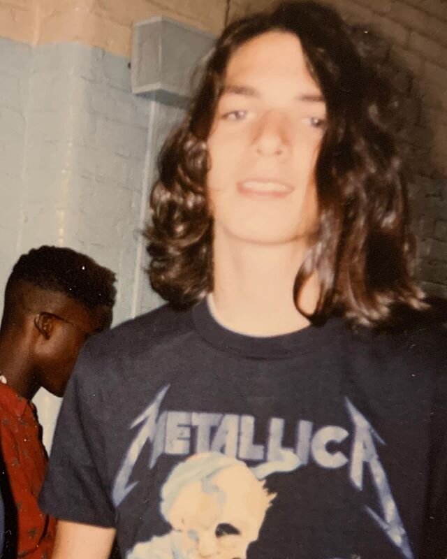 Me in the 8th grade. Fast forward 30 years to me teaching you heavy metal vinyasa today  @12pm, Wednesday, June 24th. 
Feels like yesterday. 
#yoga #yogaonline #metalhead