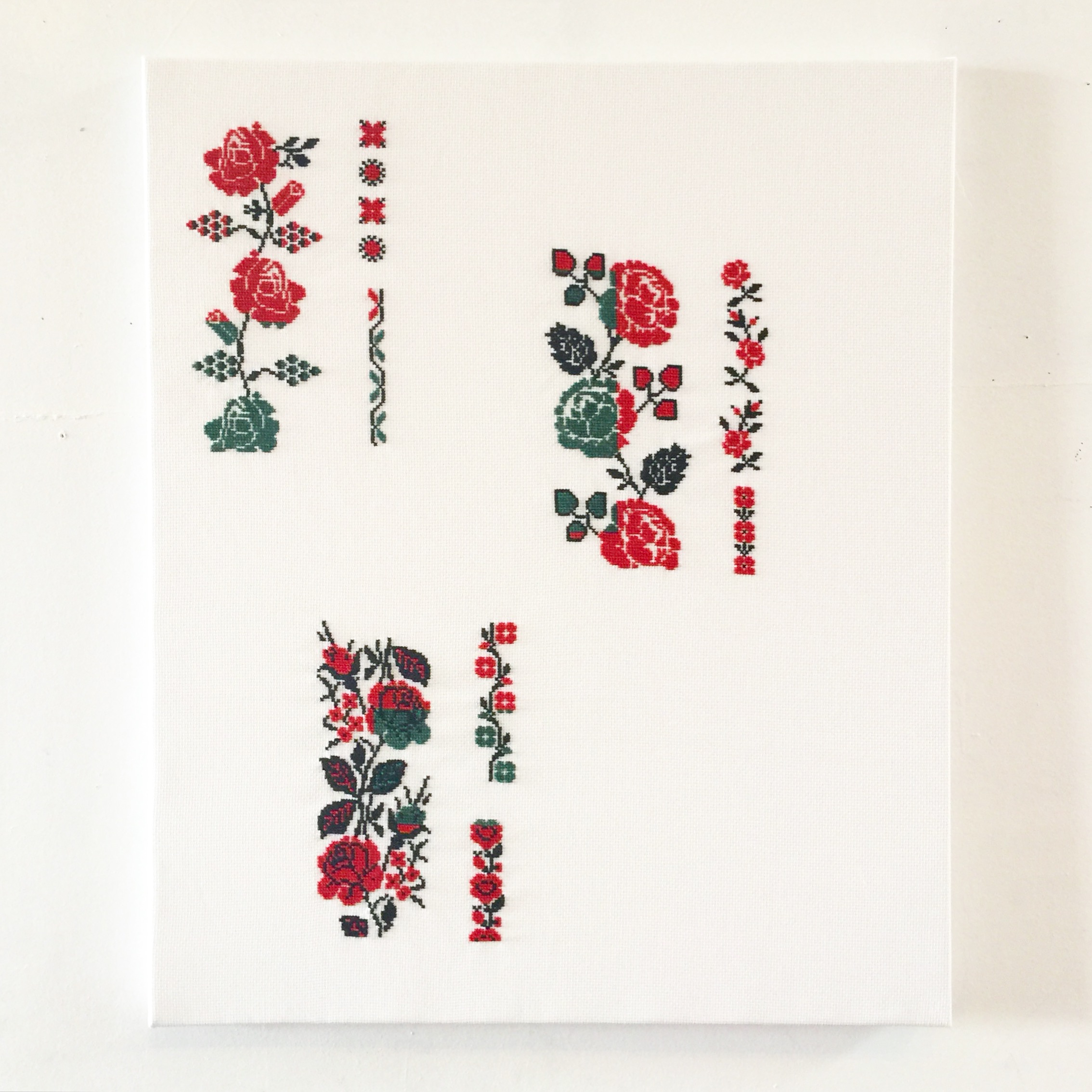 "Antique Palestinian Rose Patterns 1-3", 24 x 20 Inches, 2015