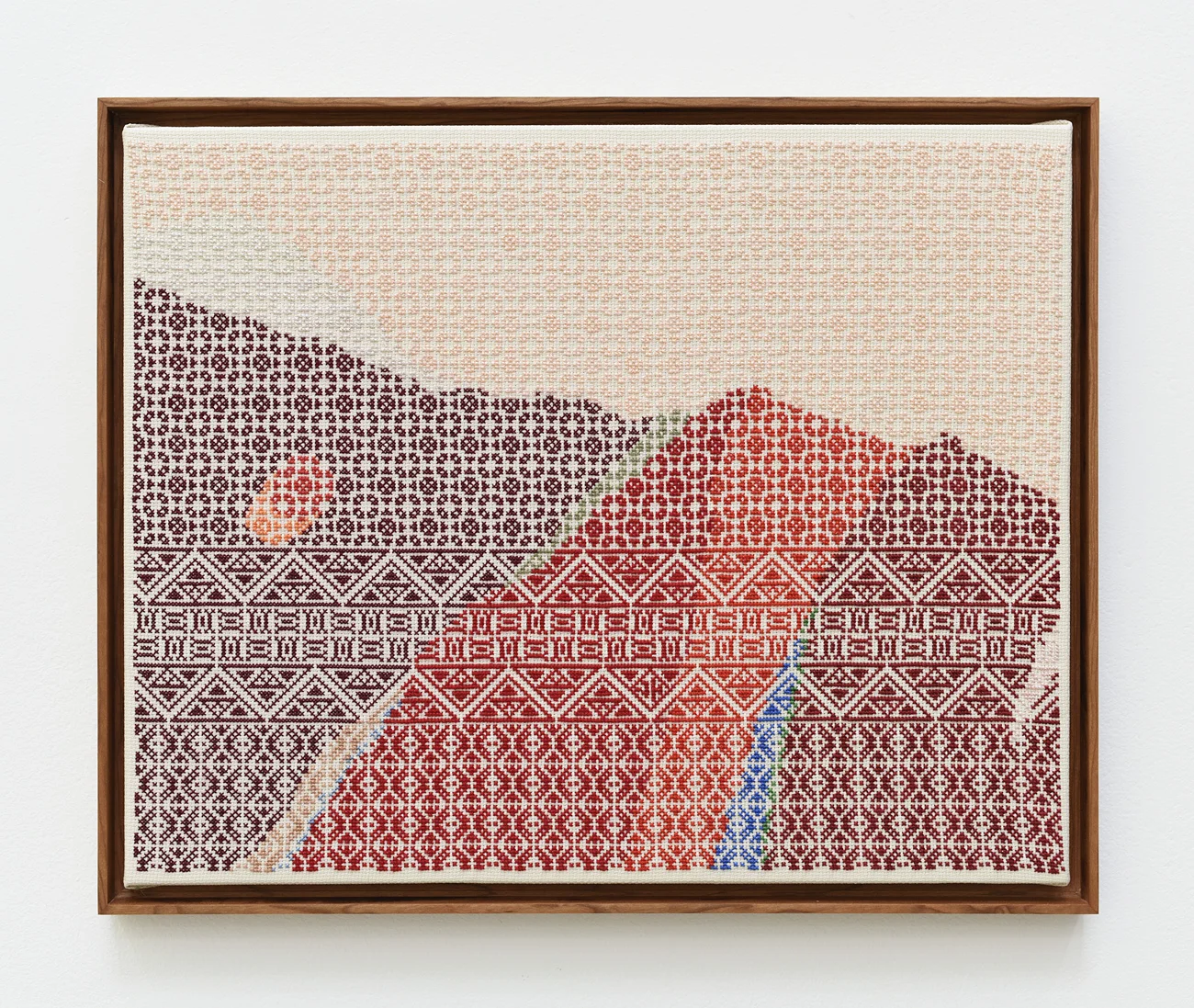 With A Sun In The Belly, 16 x 20 Inches, on Aida fabric, 2017