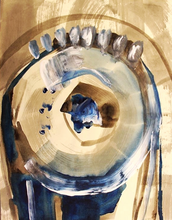 8 and half by 11 inches ink and acrylic on paper