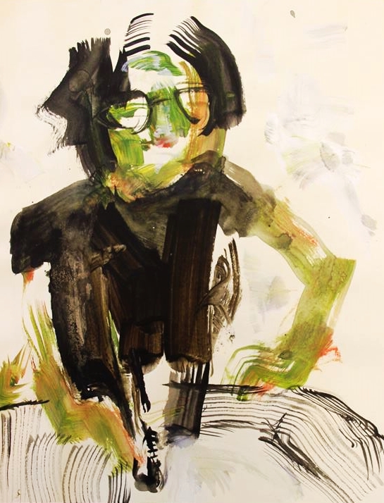 8 and a half by 11 ink and acrylic on paper
