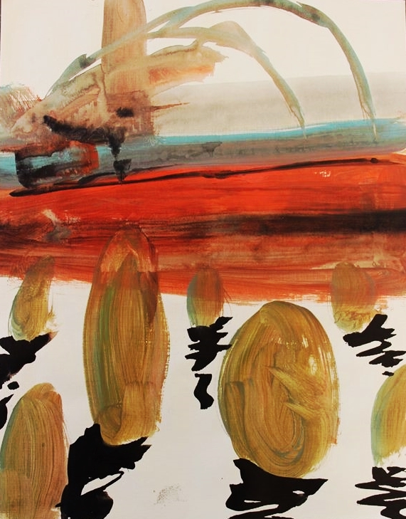 8 and a half by 11 ink and acrylic on paper