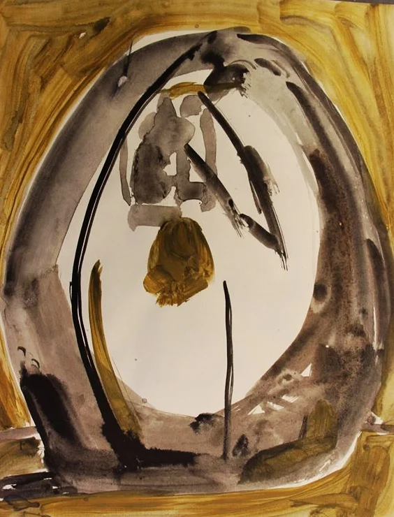 8 and a half by 11 ink and acrylic on paper