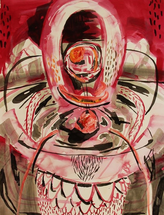 18 by 24 inches ink and acrylic on paper