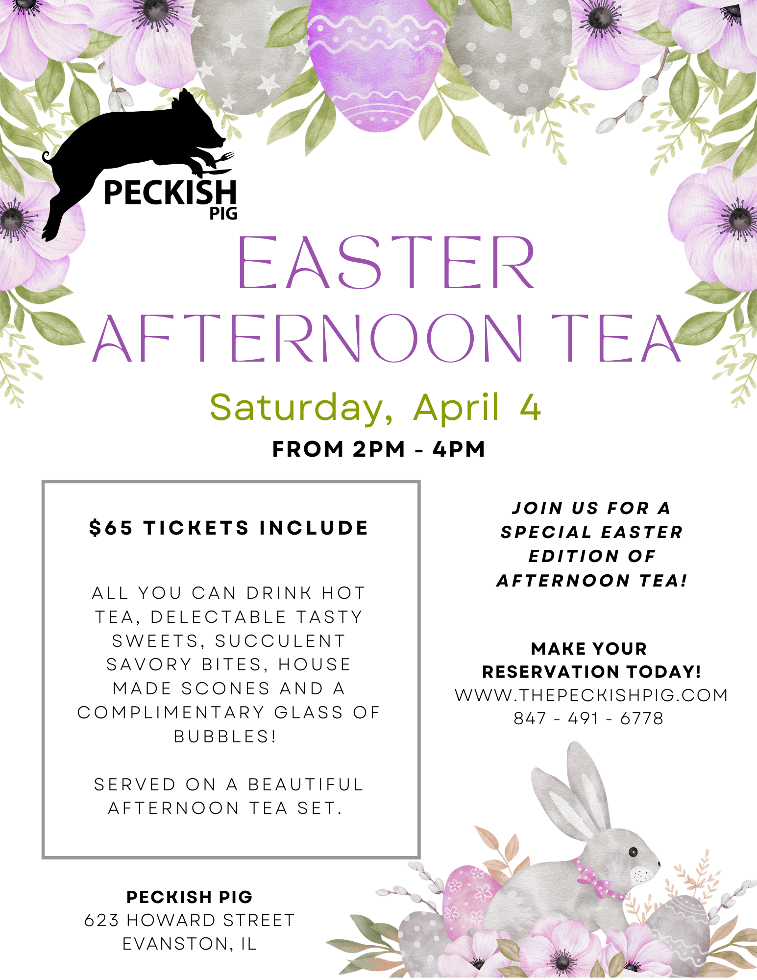 Easter Afternoon Tea Tickets — Peckish Pig