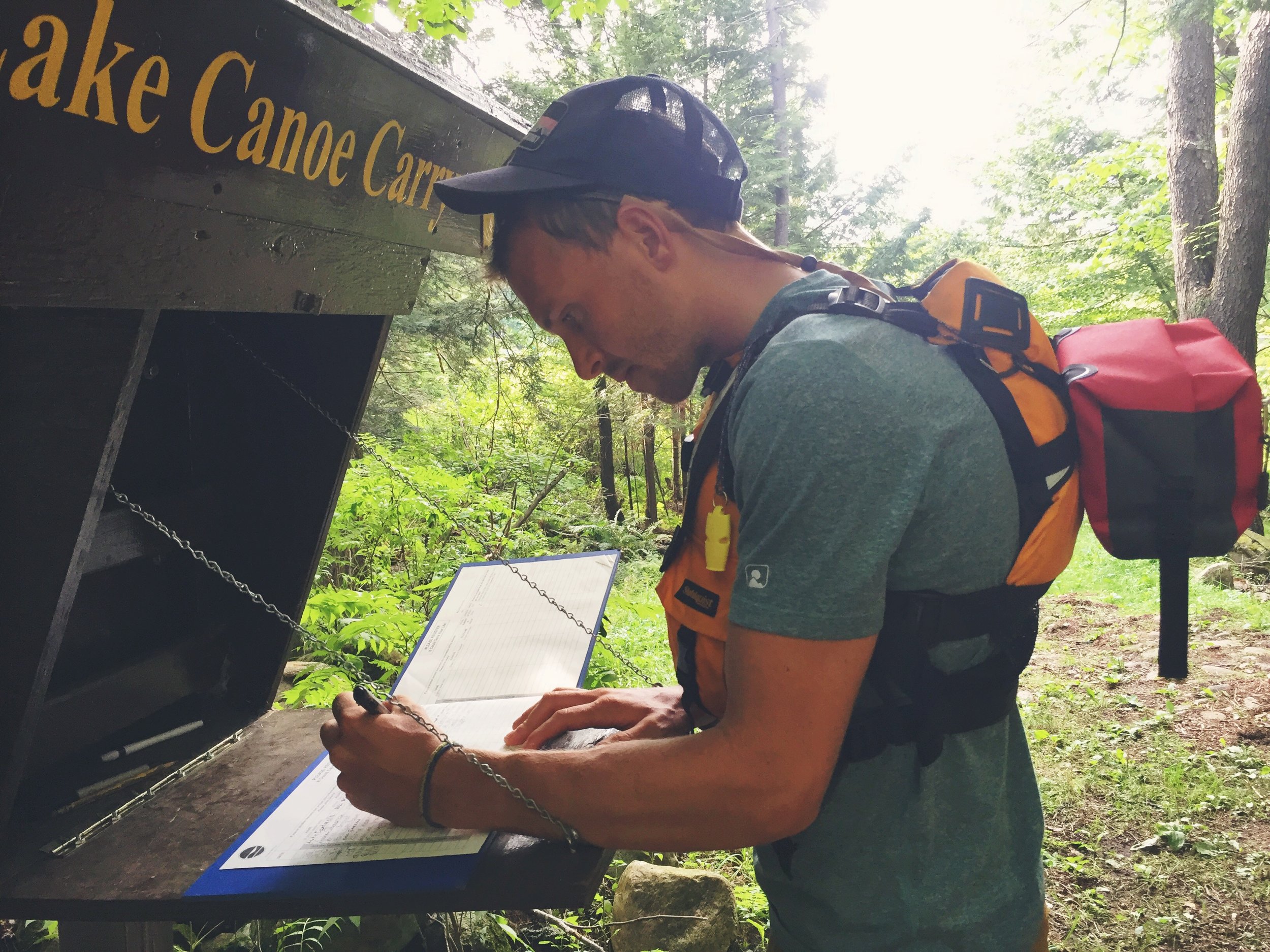 Teton signs into the NFCT logbook. 