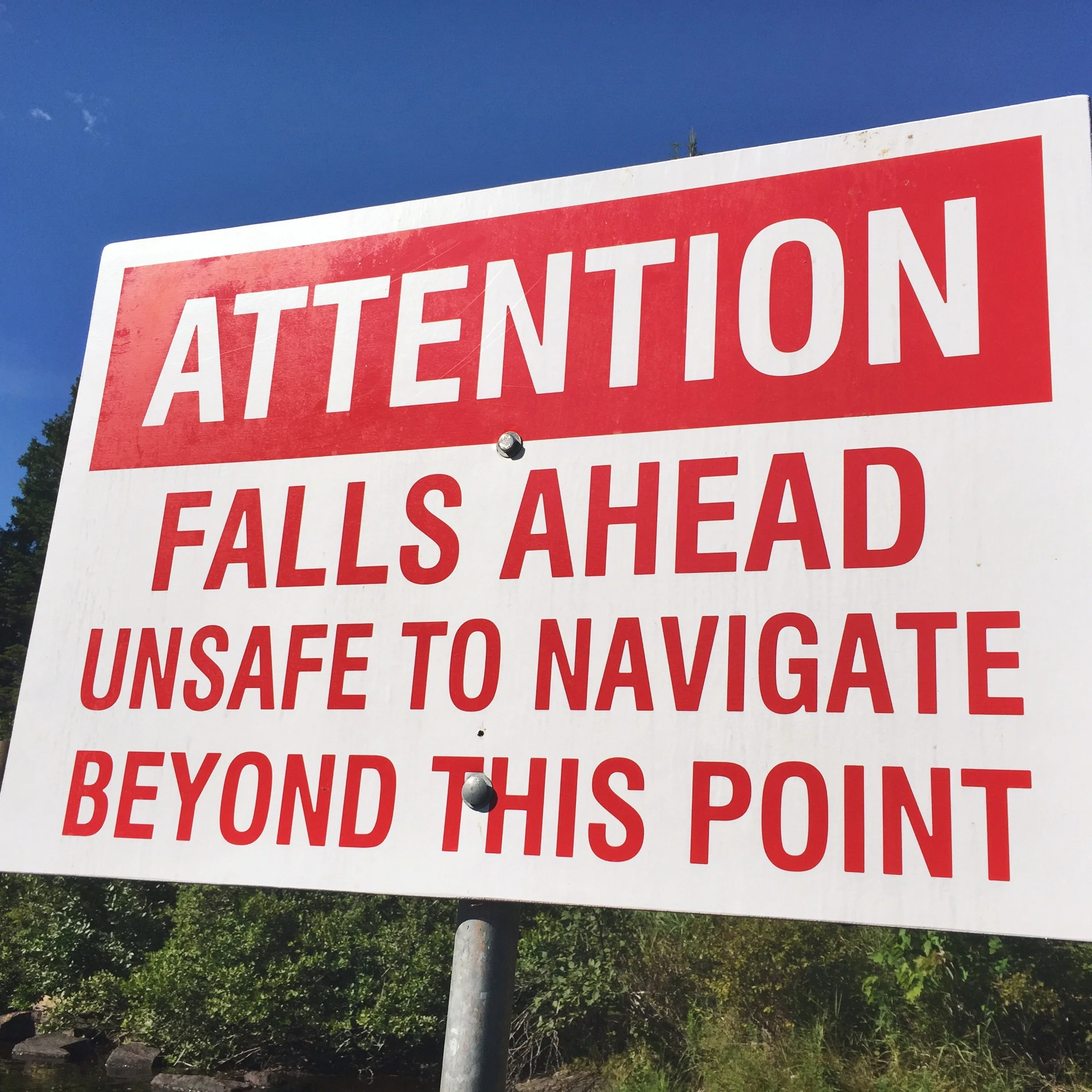 The warning sign for Buttermilk Falls.