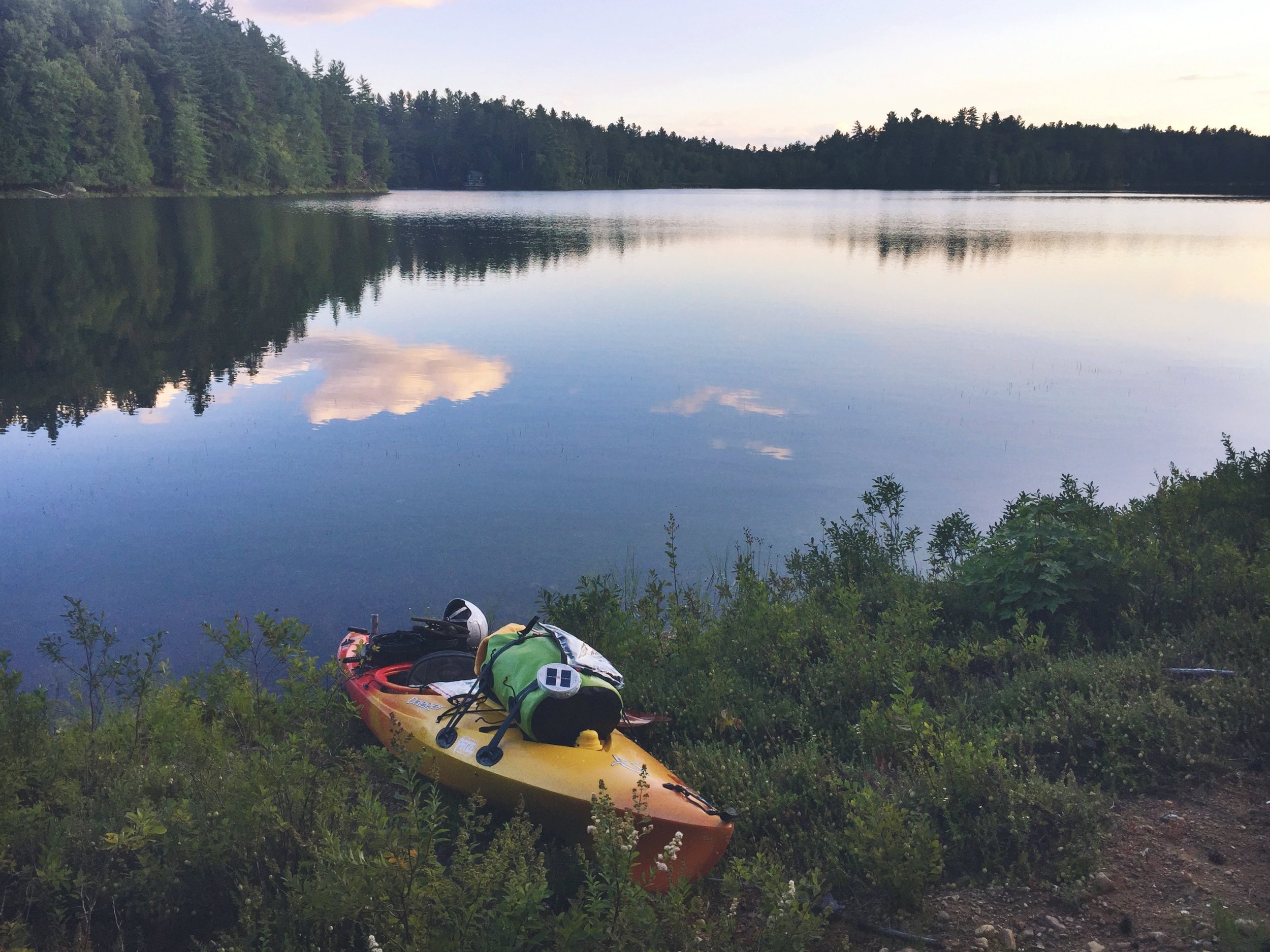 Landed for the night on an island in the center of Stony Creek Pond