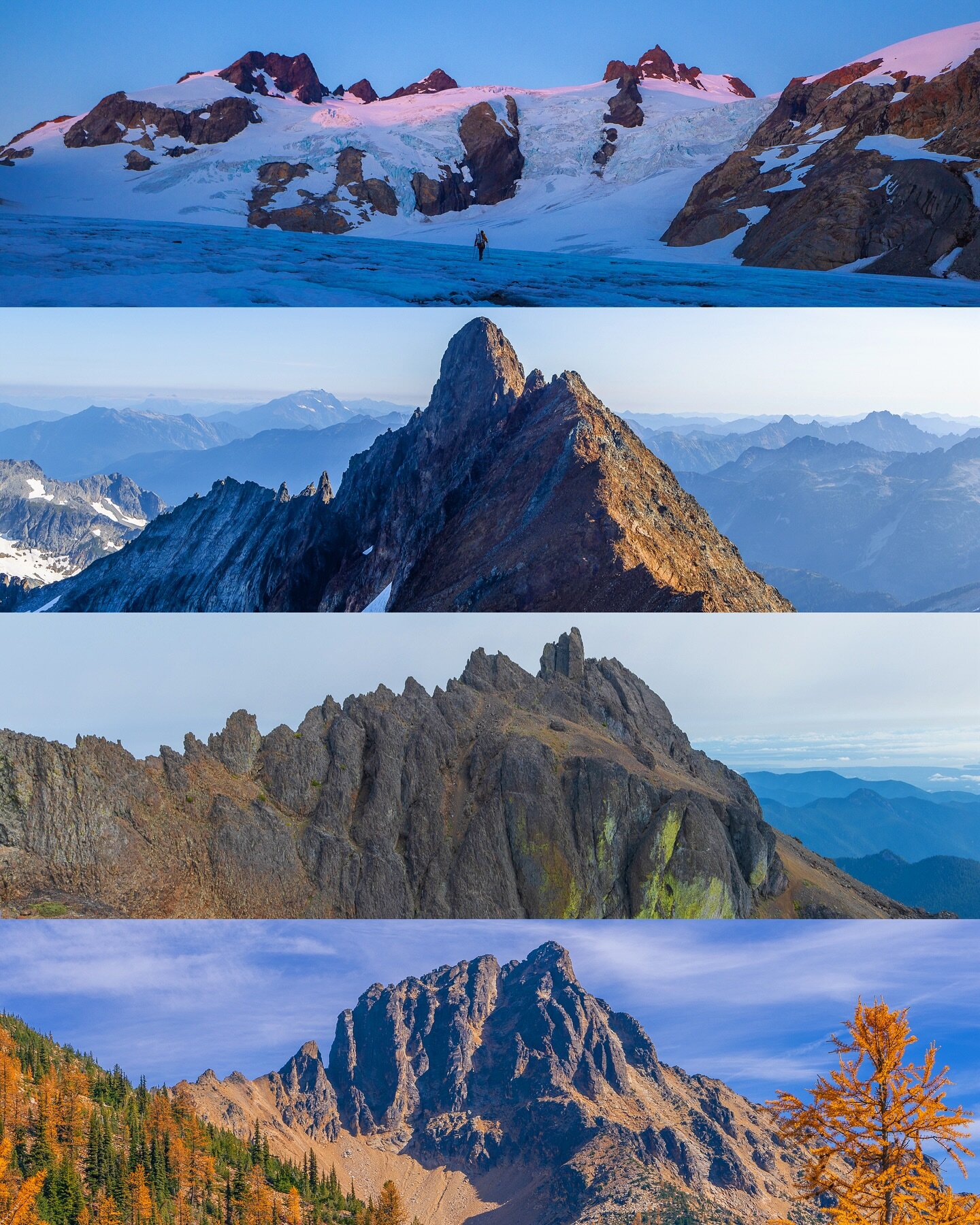 New Post! Link in Bio: I ranked all of my climbs from 2023, these four summits scored a 10/10. Extra credit: Can you name any of them before reading the blog? #lifeisbetteroutside #highlife #mountainclimbing #pnwwonderland #northcascades #olympicmoun