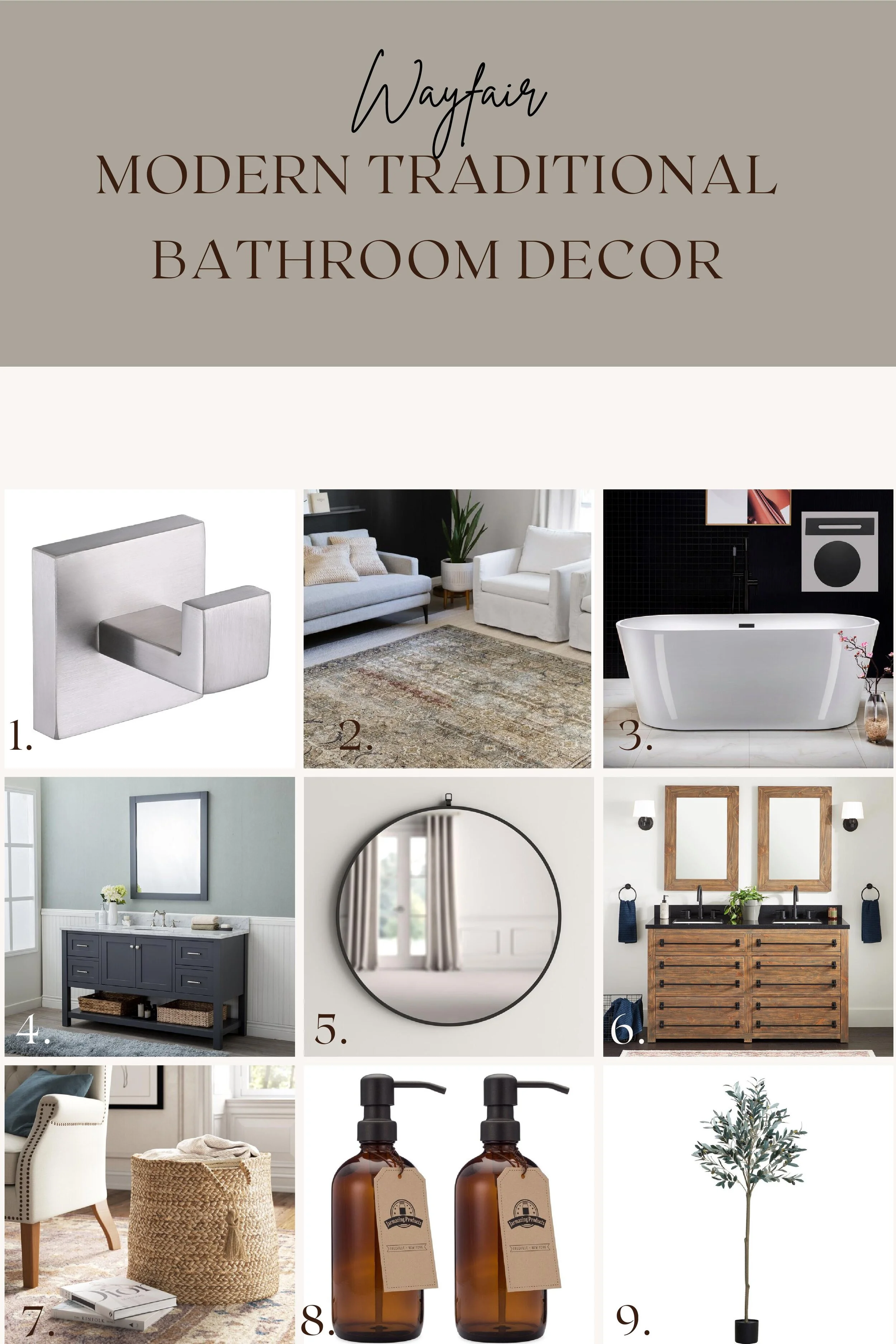 MODERN TRADITIONAL BATHROOM DECOR FROM WAYFAIR