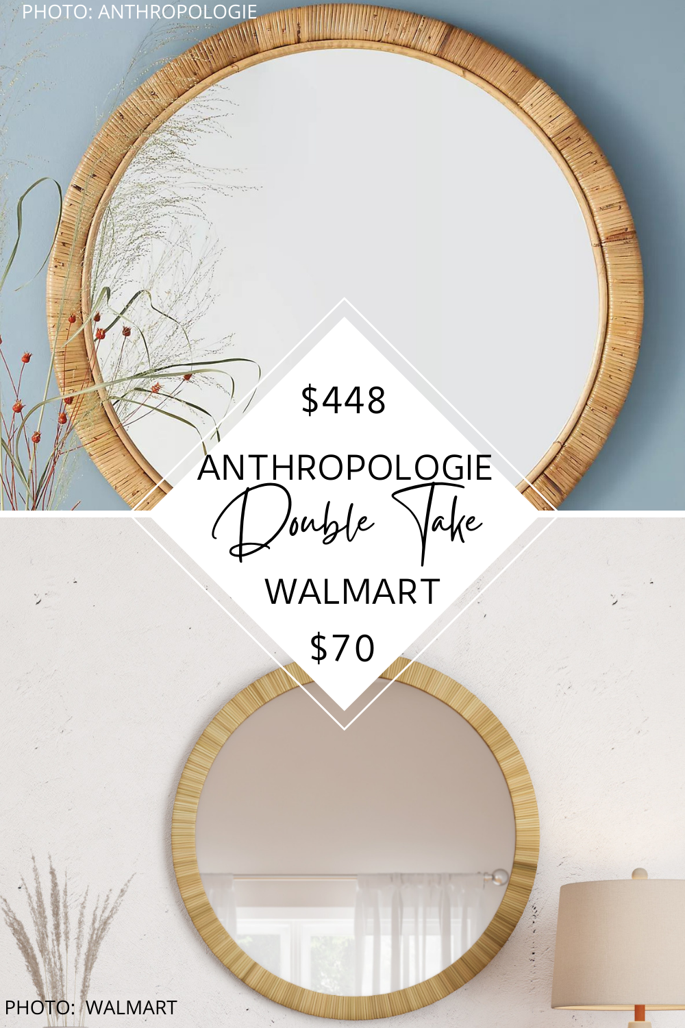 SPLURGE AND SAVE: ANTHROPOLOGIE SOLANA RATTAN MIRROR DUPE