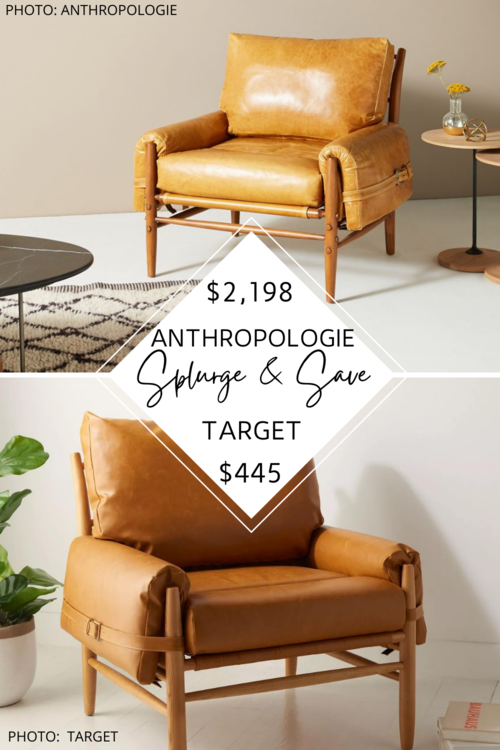 Anthropologie Rhys Leather Chair Dupe, Caramel Colored Leather Chairs
