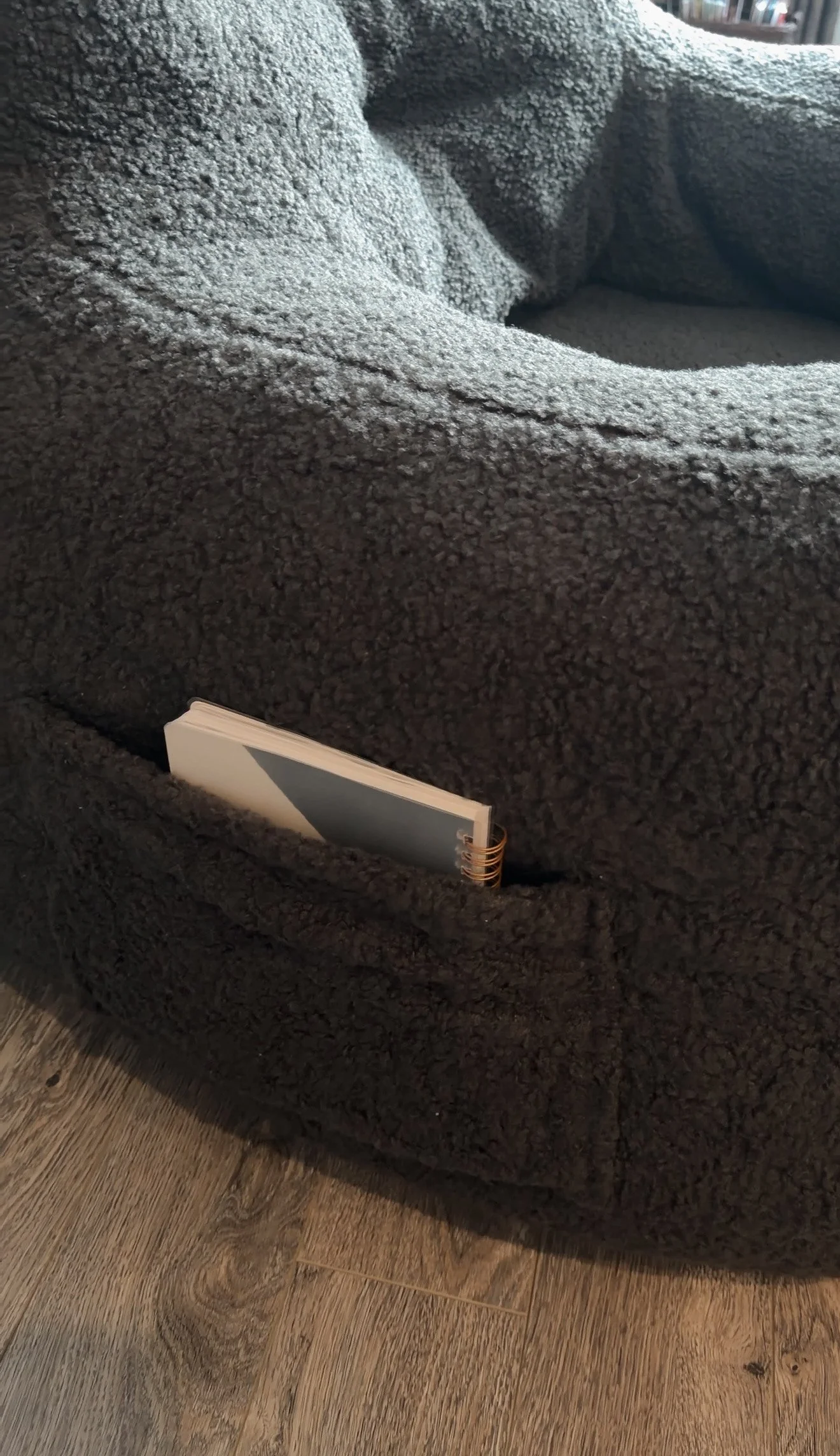 Teddy Fabric Bean Bag Chair side pocket