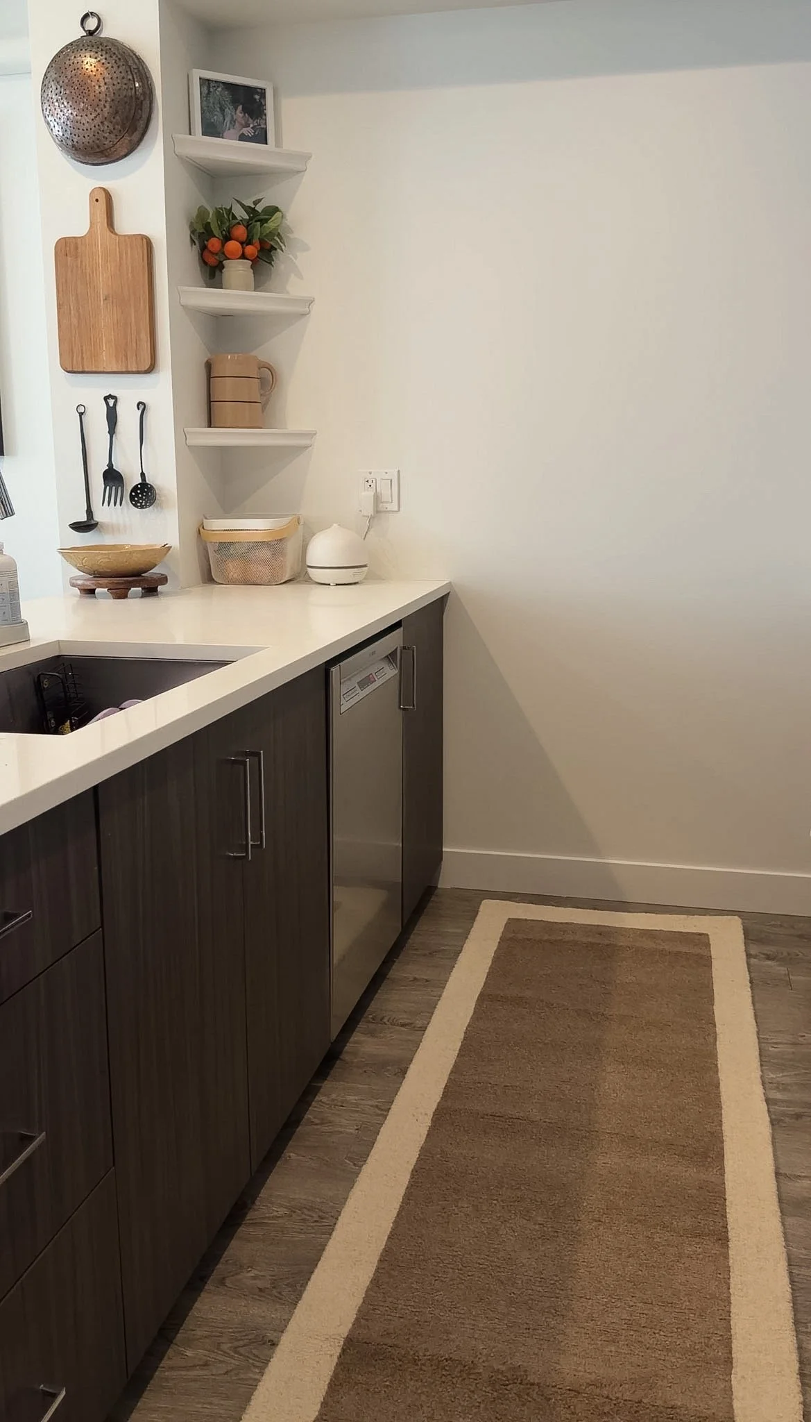 brown modern organic kitchen runner