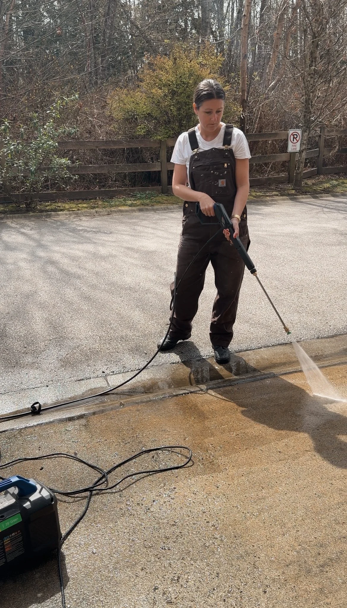 Biodegradable bleach free pressure washing solution for a patio or driveway