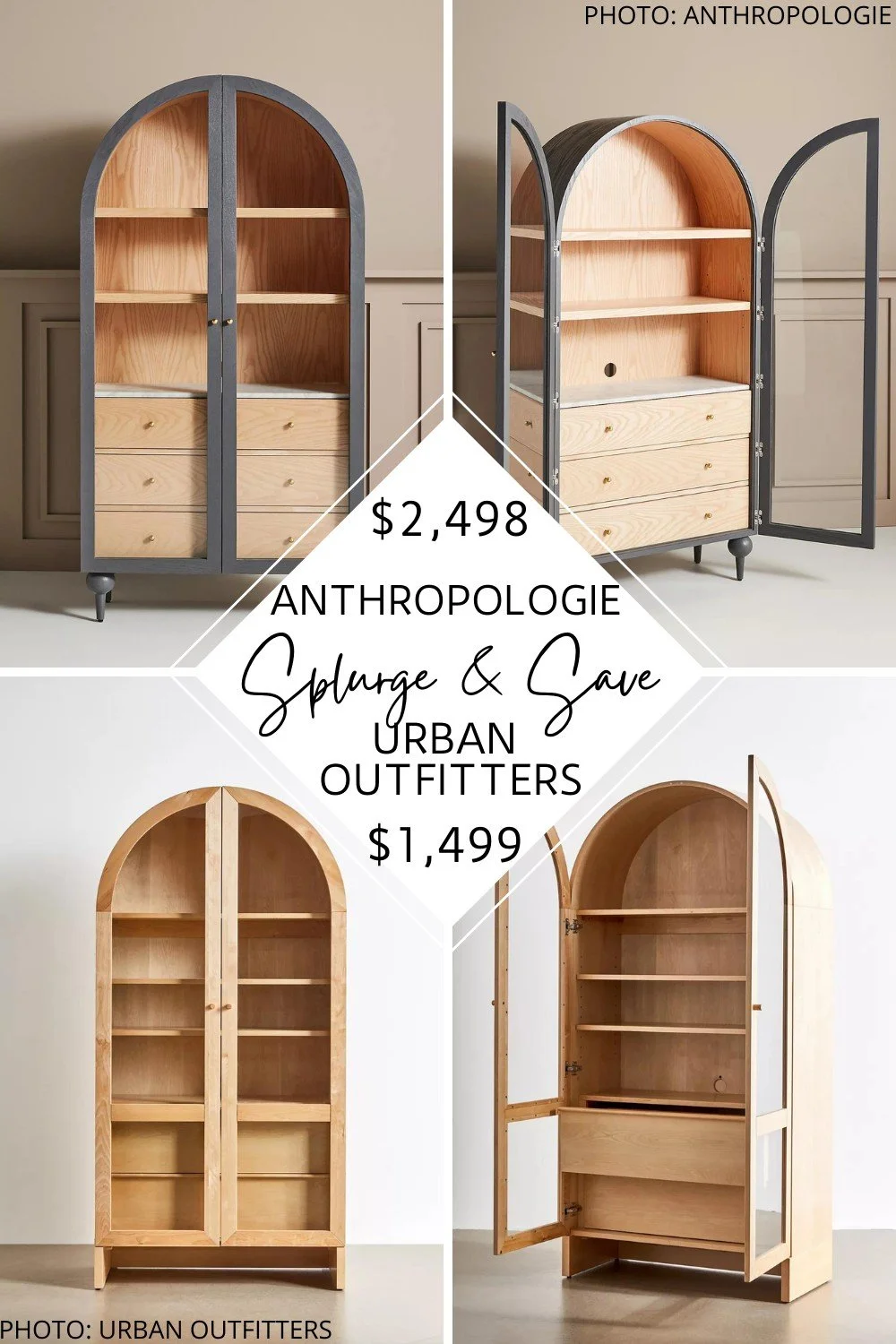 This Anthropologie arched cabinet dupe is form Urban Outfitters and will help you get the look for less. It looks like the Fern Storage Cabinet but costs way less.