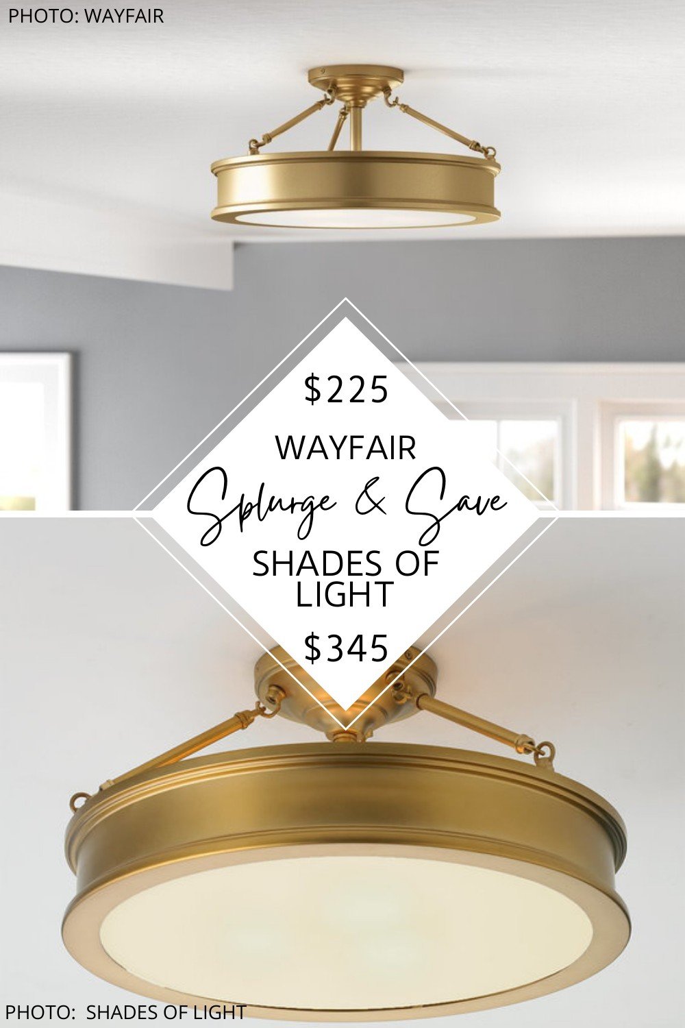 SHADES OF LIGHT TRADITIONAL URBAN SEMI-FLUSH CEILING LIGHT DUPE — KENDRA  FOUND IT