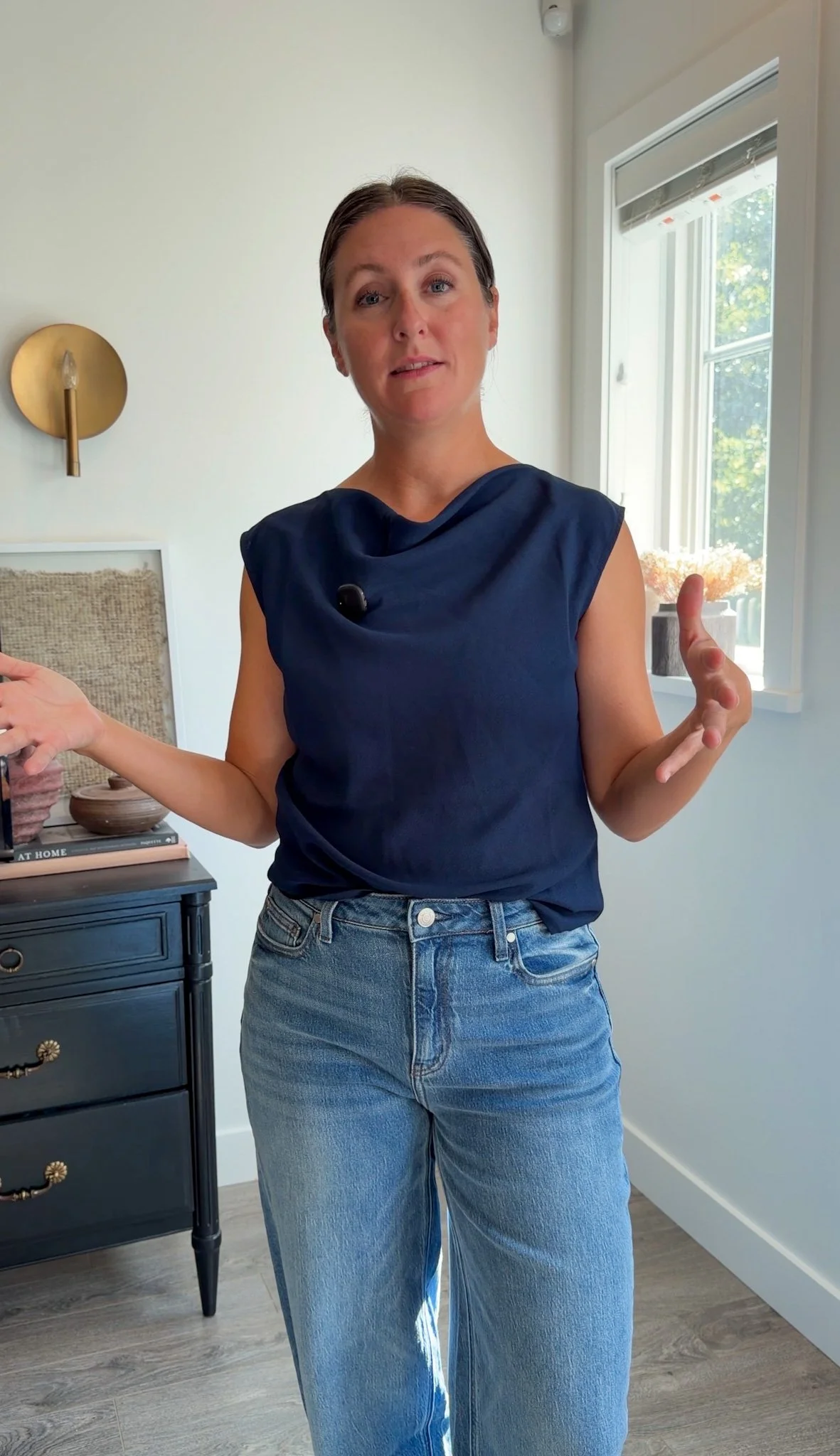 quince draped cowl neck tank photos in real life
